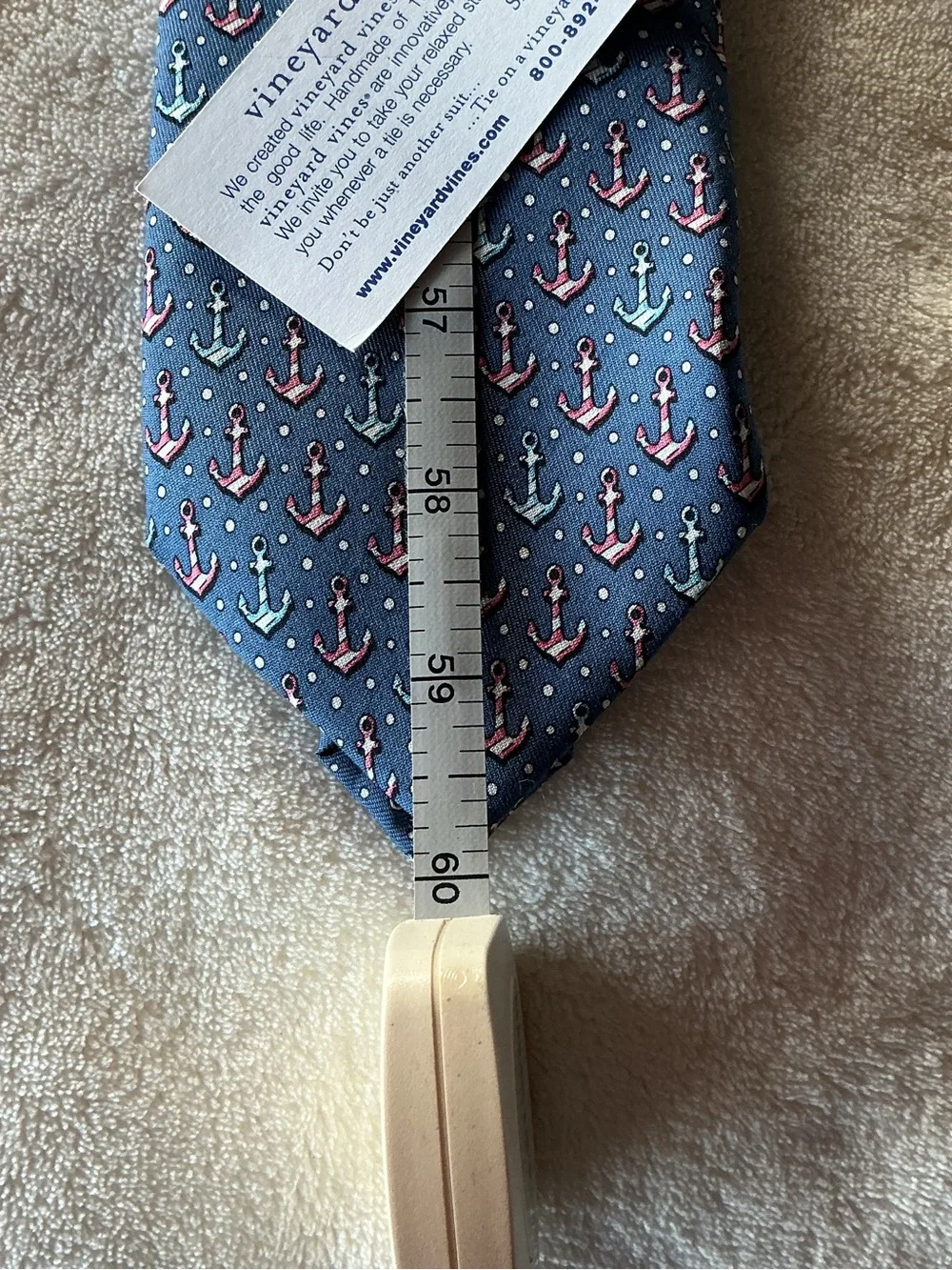 NWT VINEYARD VINES MENS 100% SILK TIE Navy ANCHOR CANDY CANE MADE IN USA. Preppy - Picture 6 of 8
